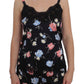 Elegant Black Silk Floral Lace Babydoll