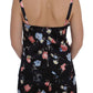Elegant Black Silk Floral Lace Babydoll