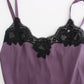 Elegant Purple Silk Lace Chemise Dress