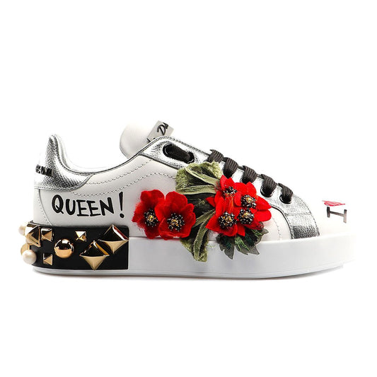 Elegant Portofino Embroidered Leather Sneakers