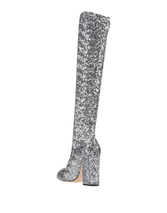 Gray Leather Women Boot
