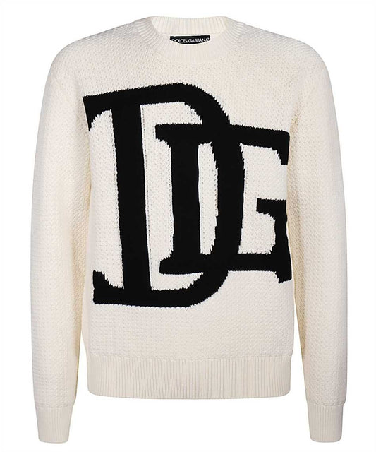 White Wool Men Sweater