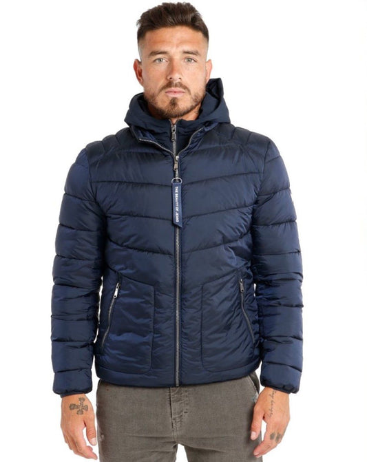Blue Nylon Men Jacket