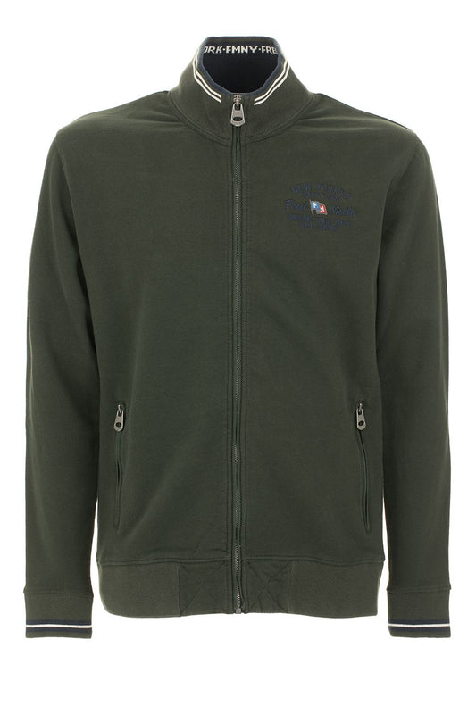 Green Cotton Men Sweater
