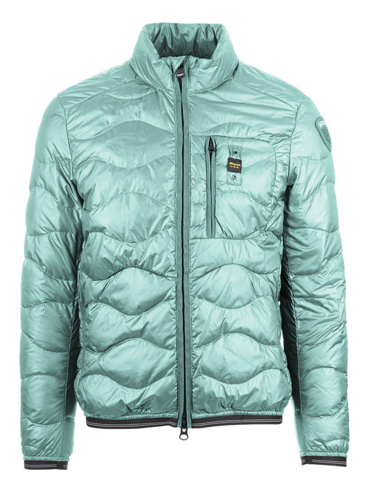 Light Blue Nylon Men Jacket