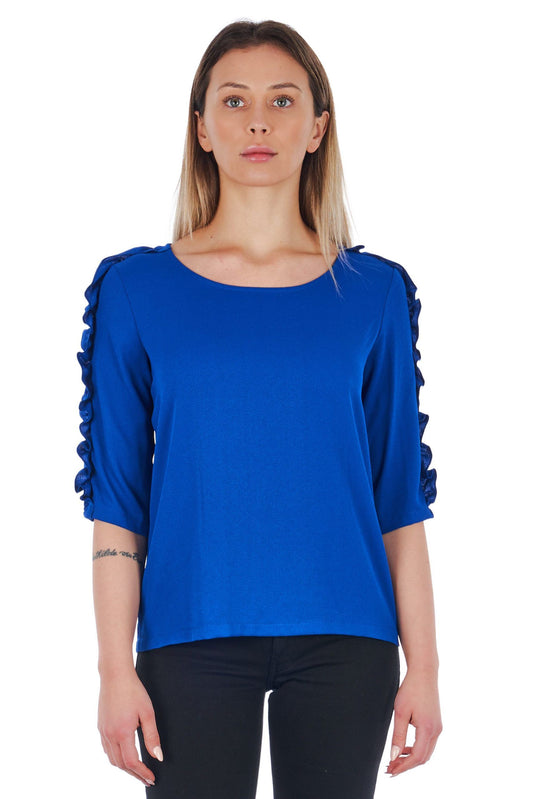 Blue Polyester Women Shirt