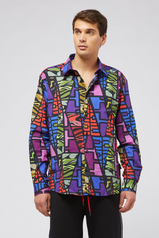 Multicolor Cotton Men Shirt