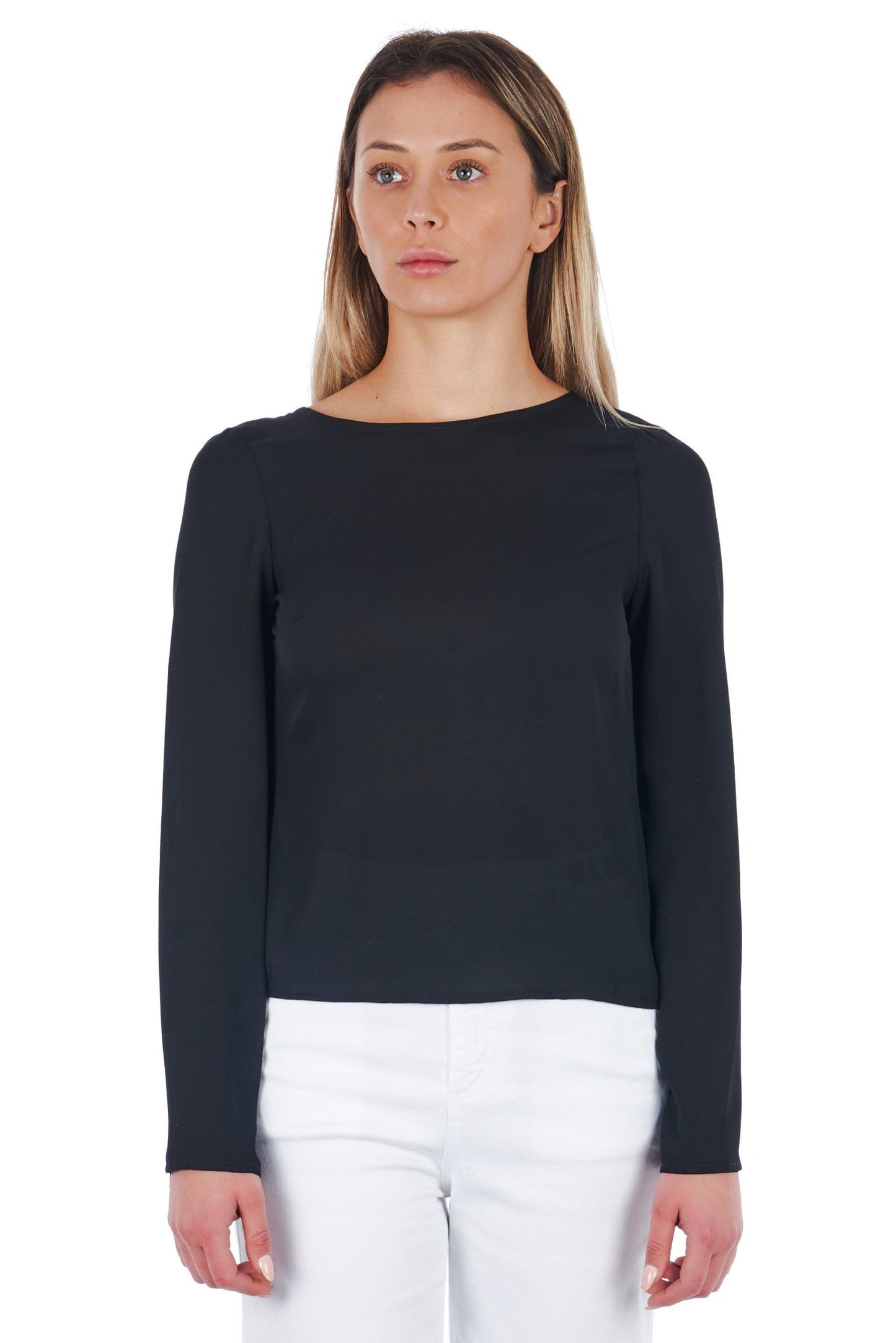 Black Polyester Women Blouse