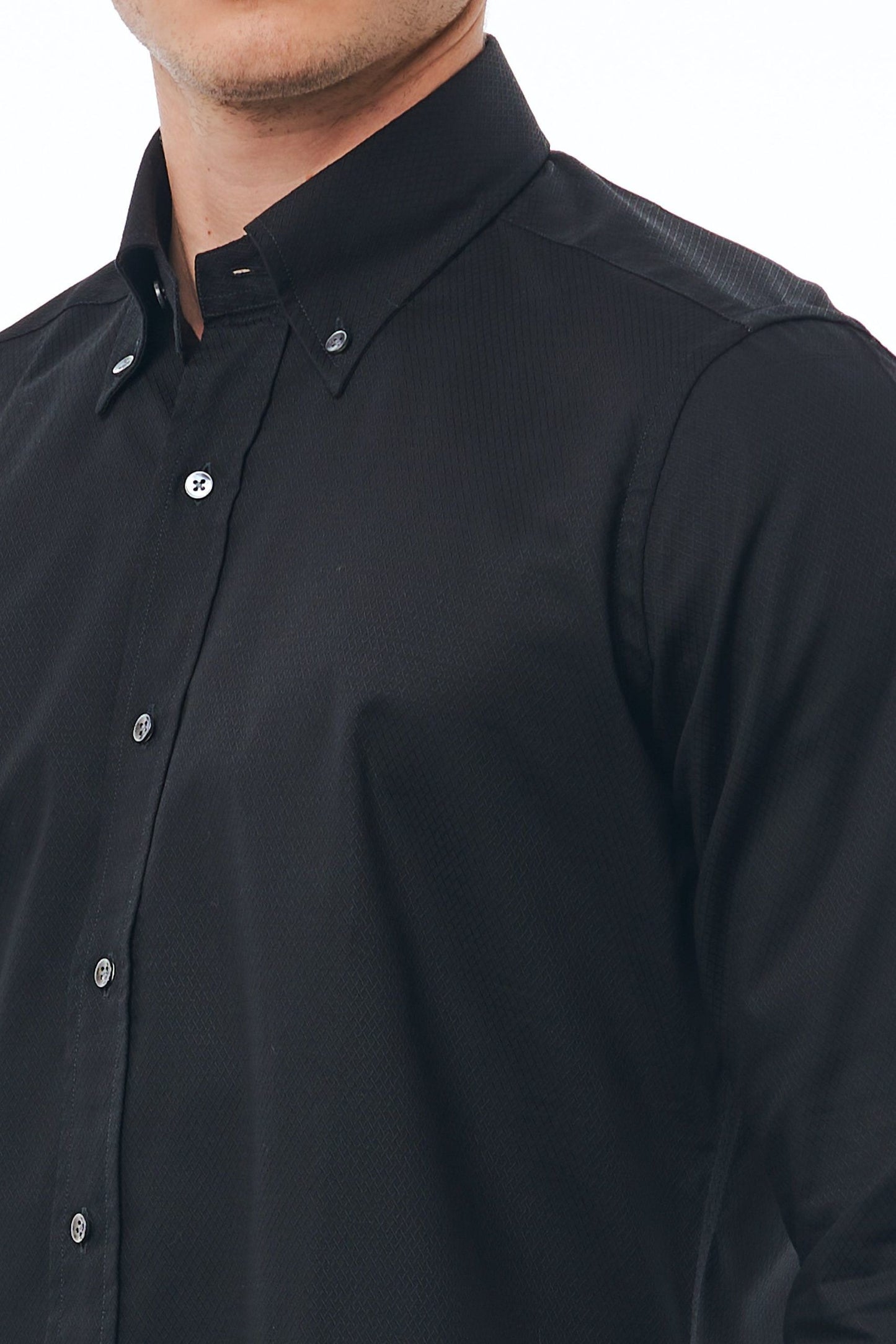 Black Cotton Men Shirt