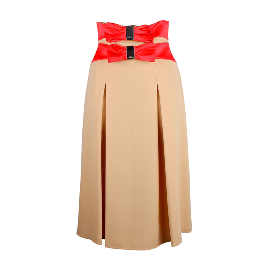 Beige Polyester Women Skirt