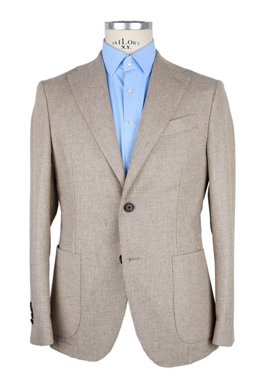 Beige Wool Men Blazer