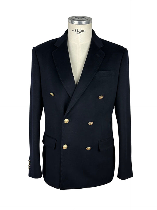 Blue Virgin Wool Men Blazer