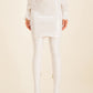 Chic White Pencil Skirt with Eco-Leather Sash