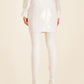 Chic White Pencil Skirt with Eco-Leather Sash