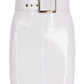 Chic White Pencil Skirt with Eco-Leather Sash