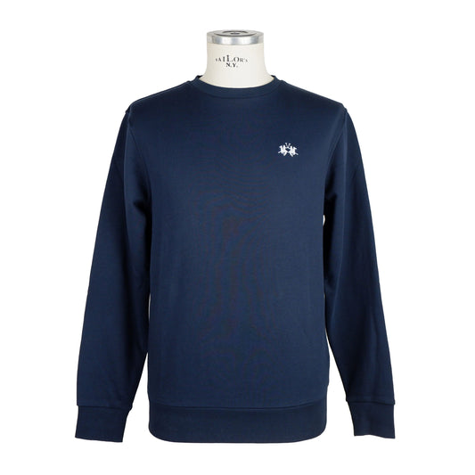 Blue Cotton Men Sweater