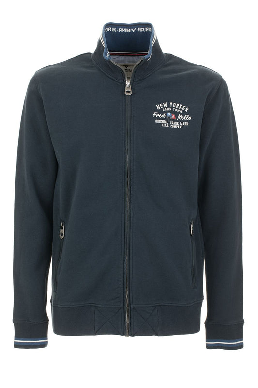 Blue Cotton Men Sweater
