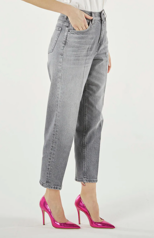 Gray Cotton Women Jeans
