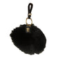 Elegant Fox Fur and Leather Keyholder in Black