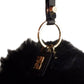 Elegant Fox Fur and Leather Keyholder in Black