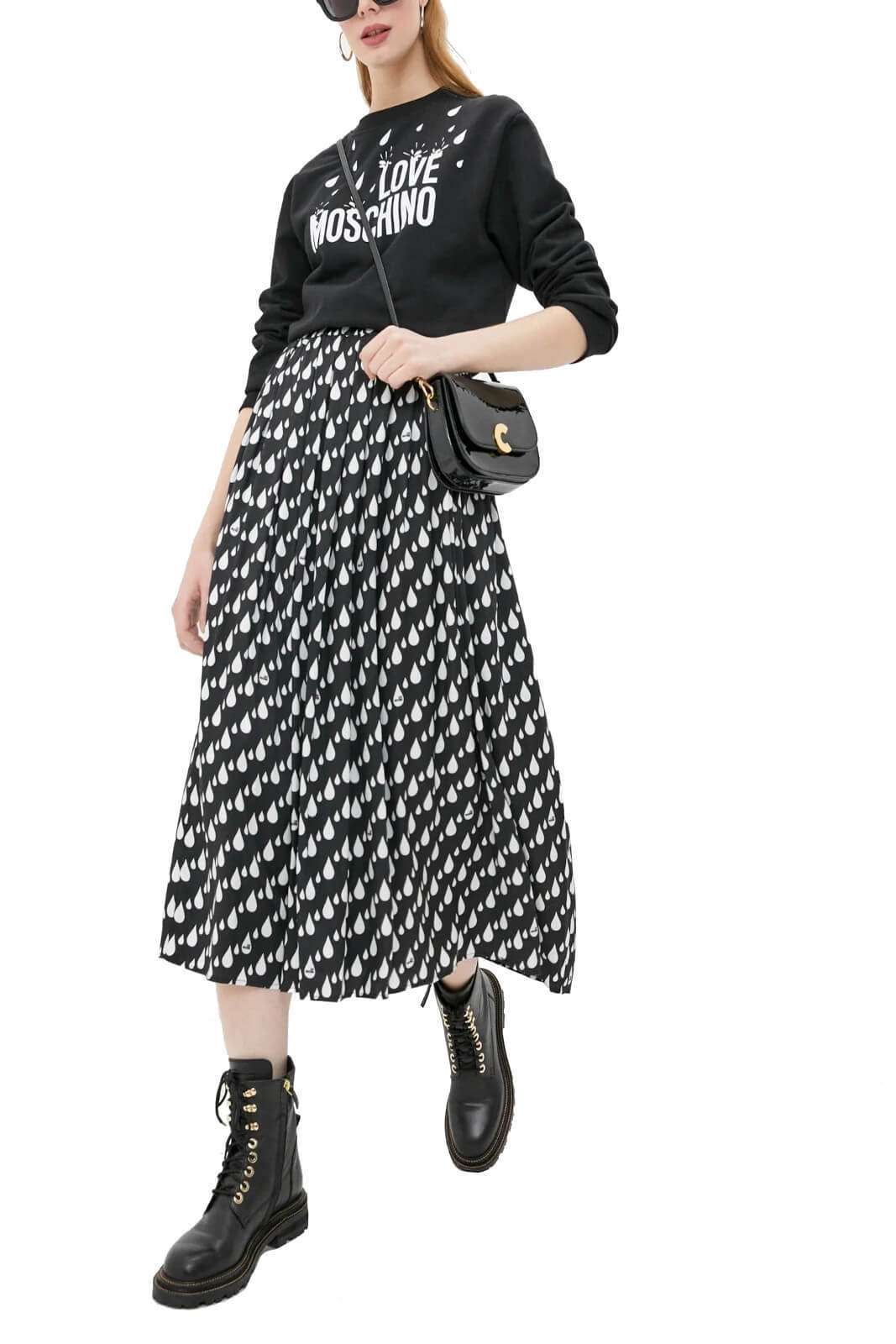 Chic Longuette Skirt with White Drops Design