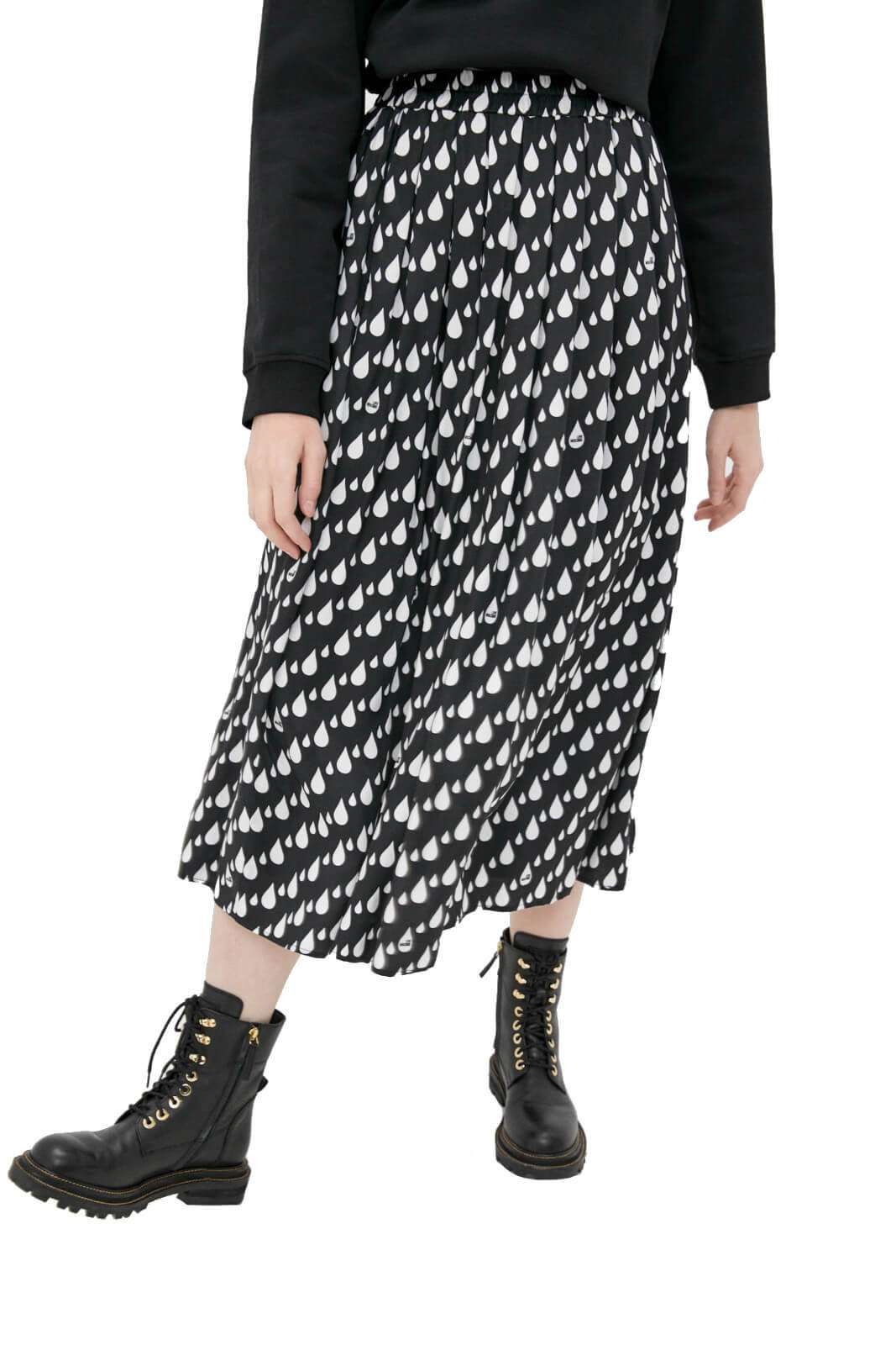 Chic Longuette Skirt with White Drops Design
