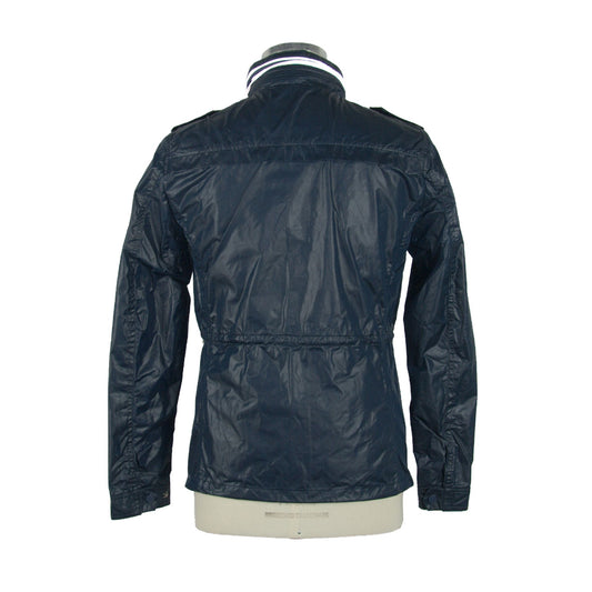 Blue Polyester Men Jacket