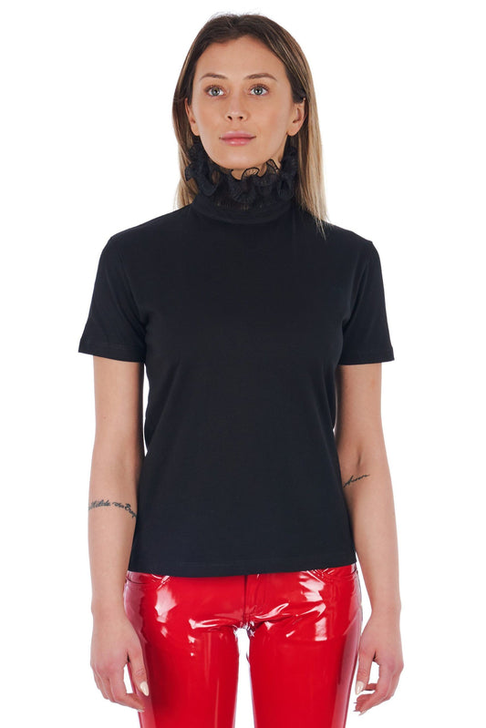 Black Cotton Women T-Shirt