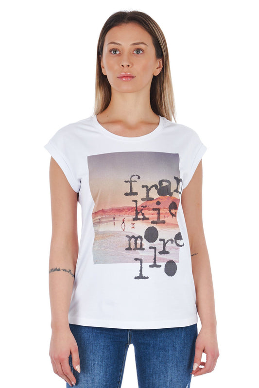 White Cotton Women T-Shirt