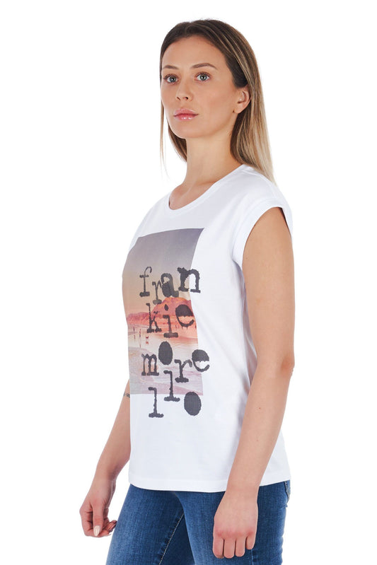 White Cotton Women T-Shirt