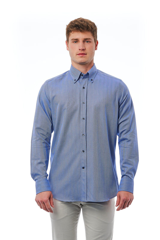 Blue Cotton Men Shirt