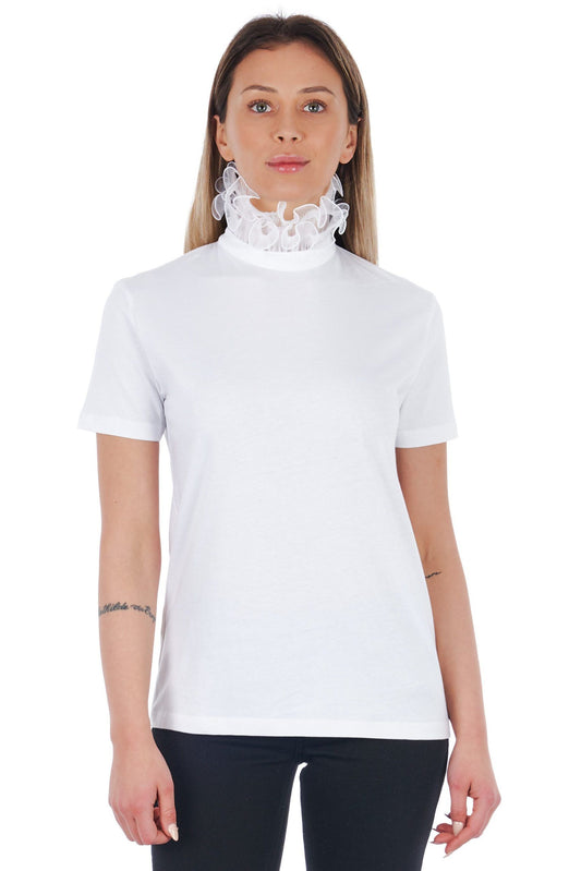 White Cotton Women T-Shirt