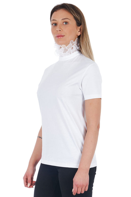 White Cotton Women T-Shirt