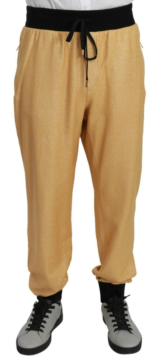 Yellow Cotton Men Pant