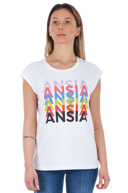 White Cotton Women T-Shirt