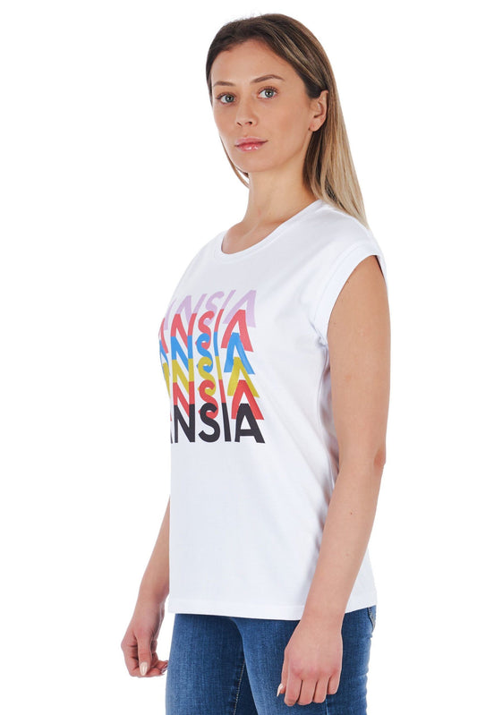White Cotton Women T-Shirt