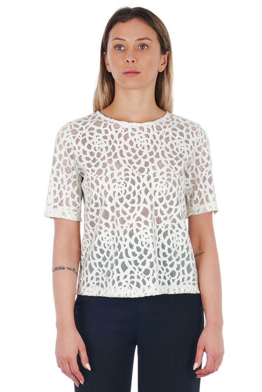 White Eco-Leather Women Blouse
