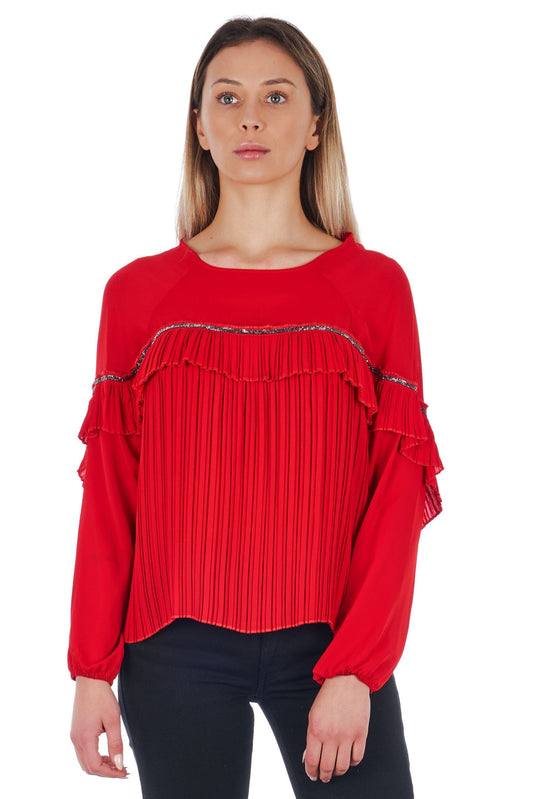 Red Polyester Women Shirt