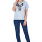 Light Blue Cotton Women T-Shirt