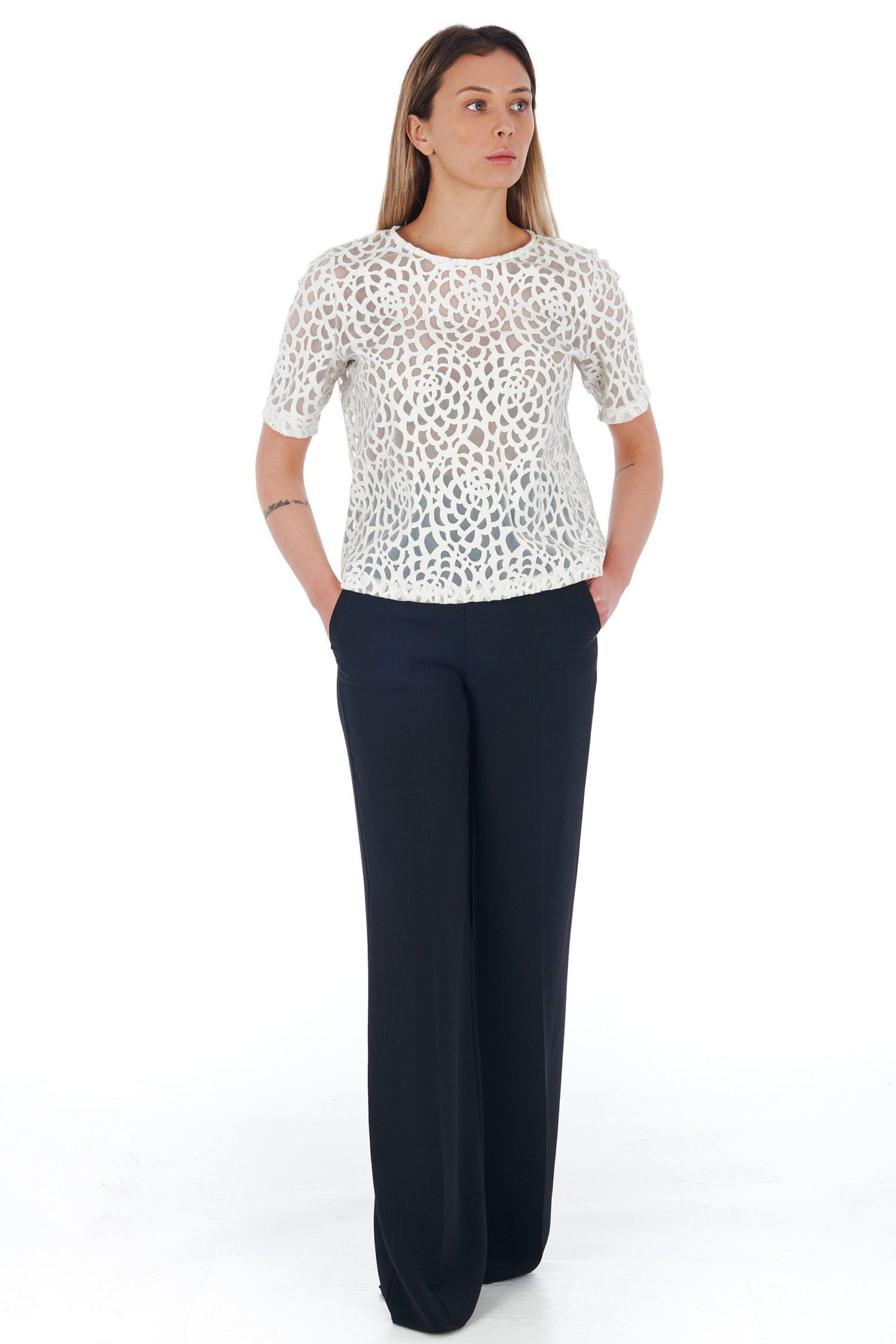 White Eco-Leather Women Blouse
