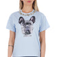 Light Blue Cotton Women T-Shirt