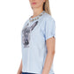 Light Blue Cotton Women T-Shirt