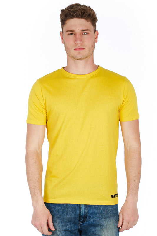 Yellow Cotton Men T-Shirt