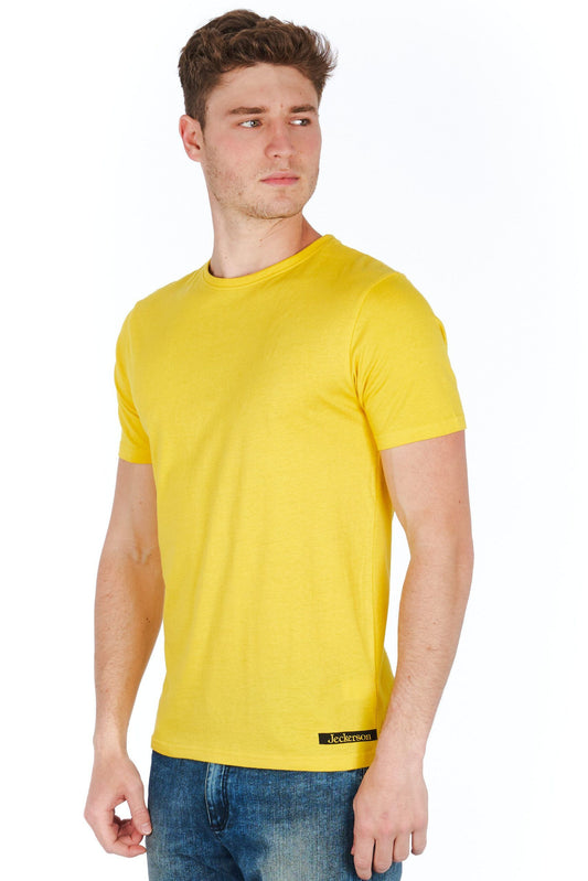 Yellow Cotton Men T-Shirt