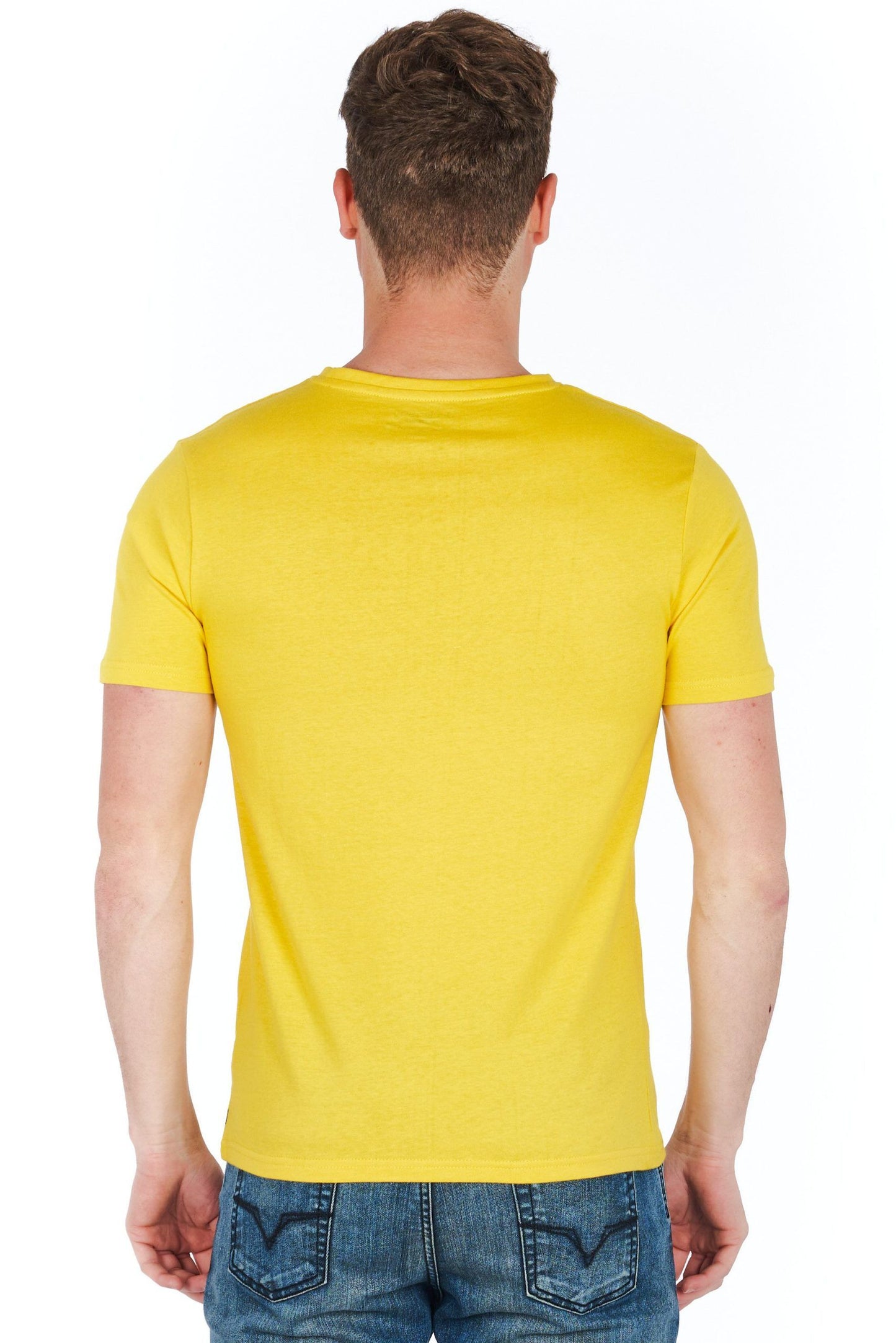 Yellow Cotton Men T-Shirt
