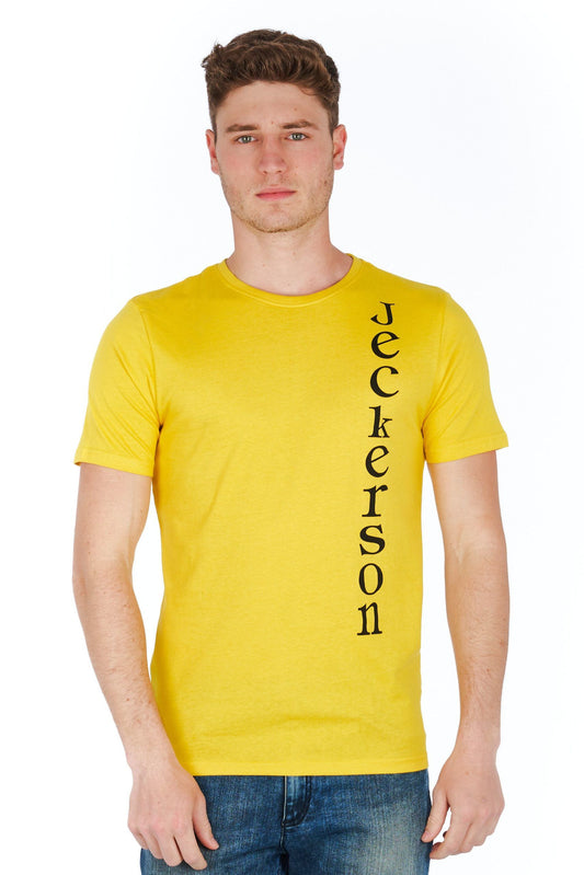 Yellow Cotton Men T-Shirt