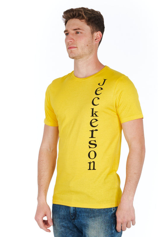 Yellow Cotton Men T-Shirt