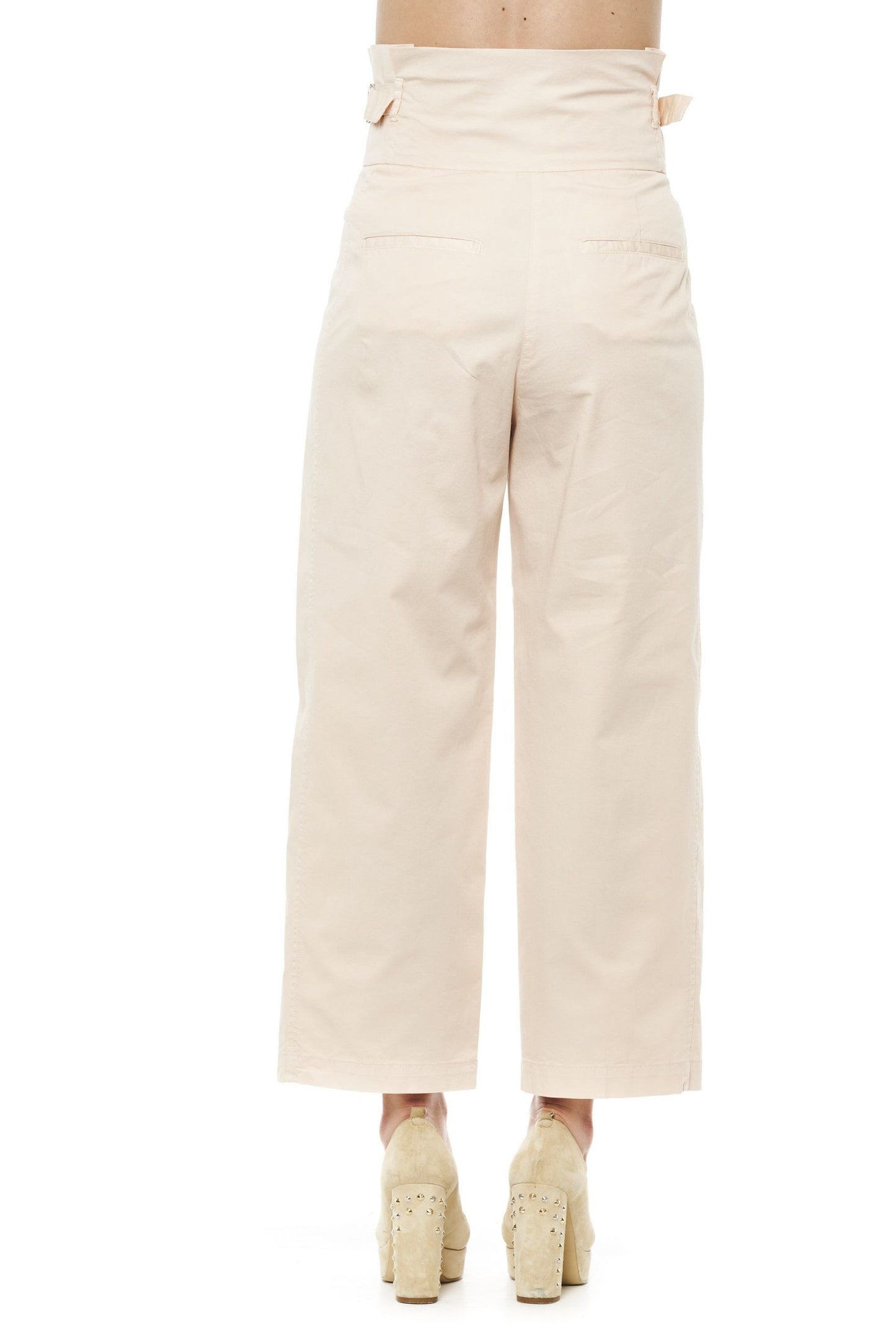 Beige Cotton Women Palazzo Pants