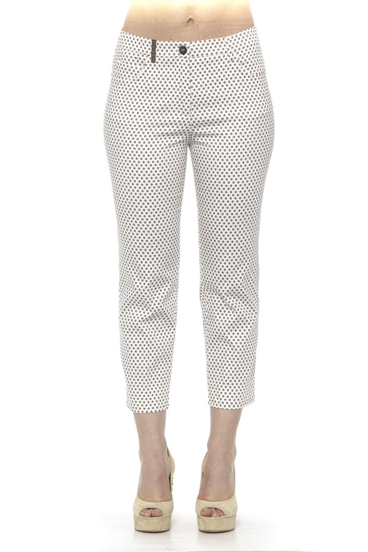 Beige Cotton Women Trousers