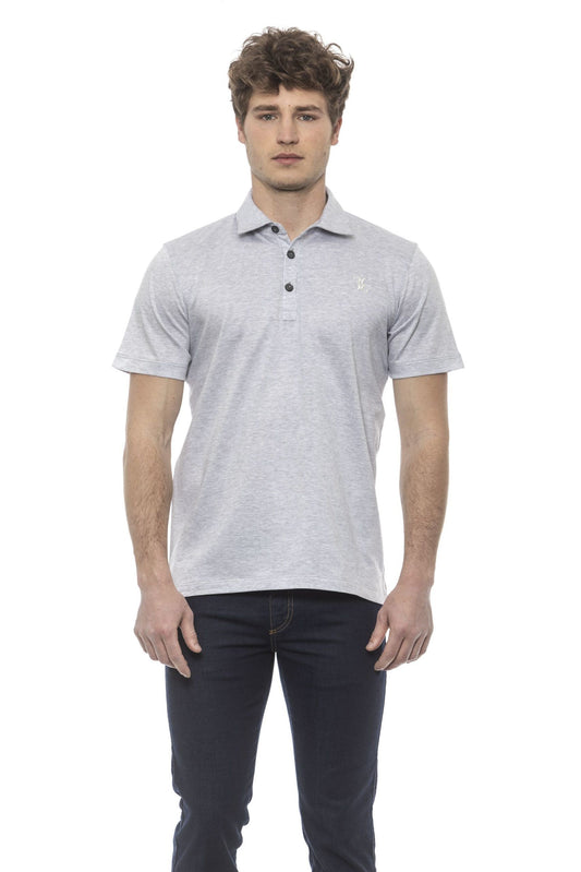 Gray Cotton Men Polo Shirt